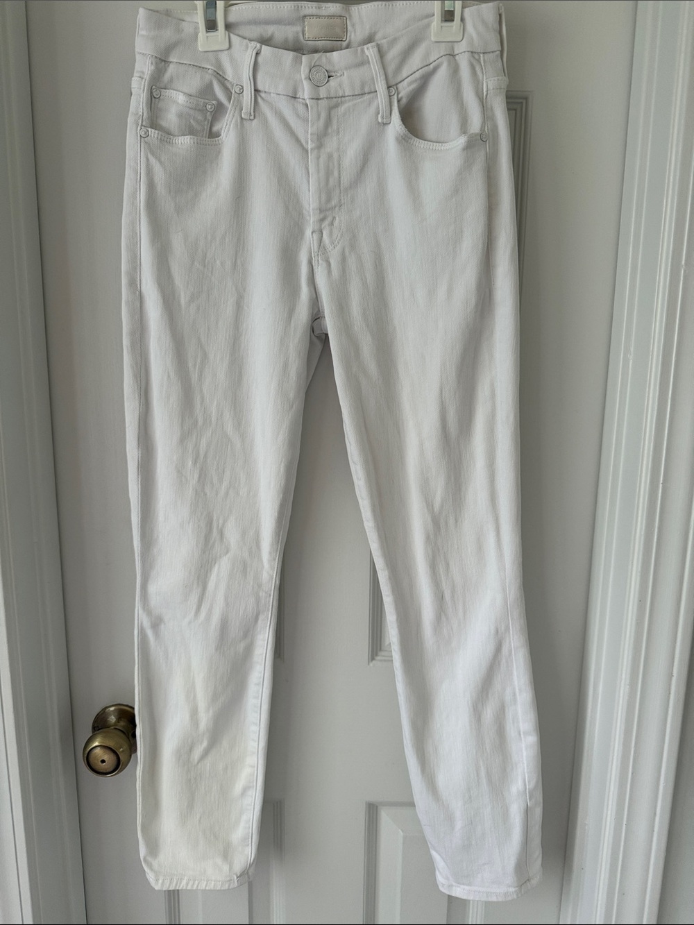 MOTHER- The Looker Crop white denim pants